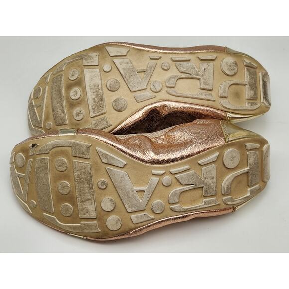 Prada Pink/Pewter Metallic Leather Elastic Loafer Flat Size 37.5 US 7 - Picture 12 of 15